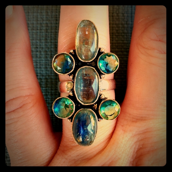 New Kyanite & Bi-Color Tourmaline 925 Silver Ring. - Picture 2 of 10